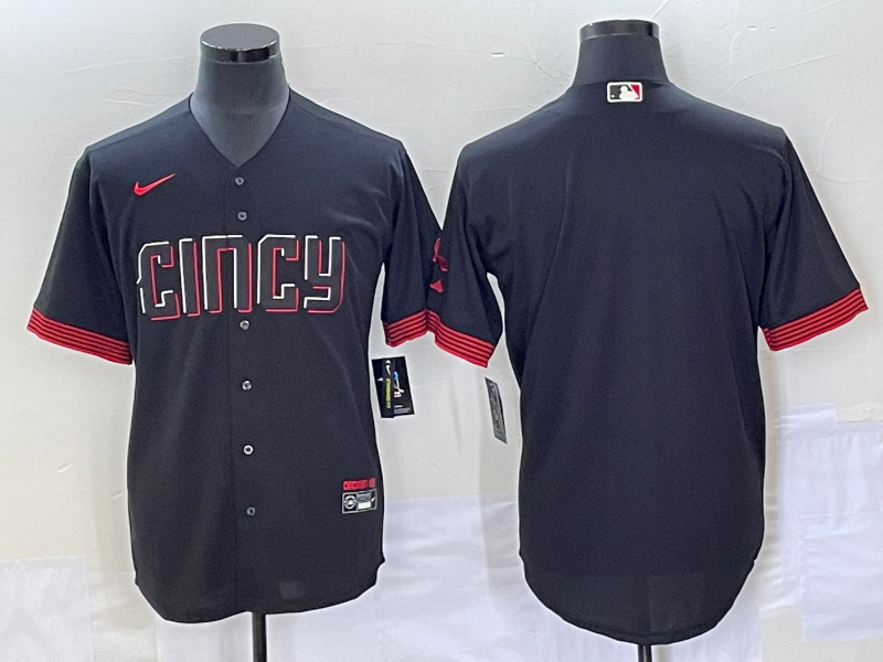 Men's Cincinnati Reds Black 2023 City Connect Replica Blank Jersey