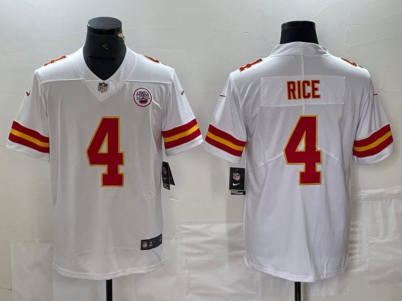 Men's Kansas City Chiefs Rashee Rice #4 White Game Jersey