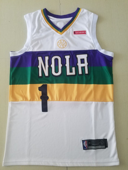 Men's New Orleans Pelicans Zion Williamson #1 NBA White Swingman Player Jersey