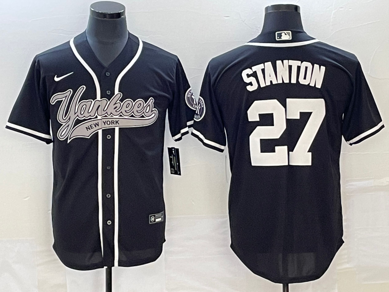 Men's New York Yankees Giancarlo Stanton #27 Black Player Jersey Joint Edition