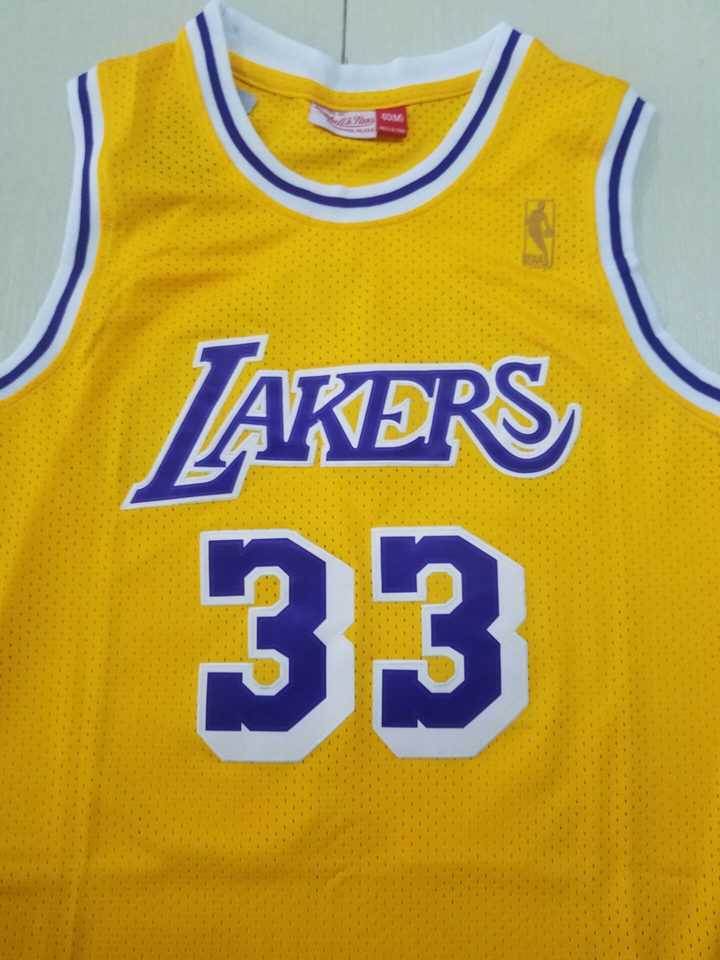 Men's Los Angeles Lakers Kareem Abdul-Jabbar Gold Hardwood Classics Jersey