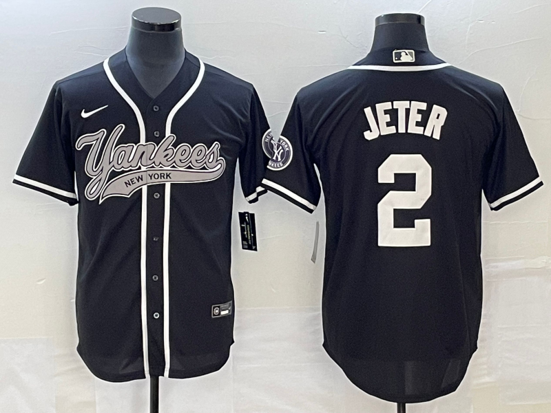 Men's New York Yankees Derek Jeter #2 Black Player Jersey Joint Edition