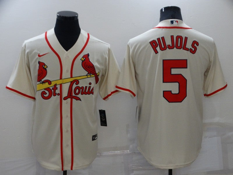 Men's St. Louis Cardinals Albert Pujols #5 Beige Replica Baseball Jersey