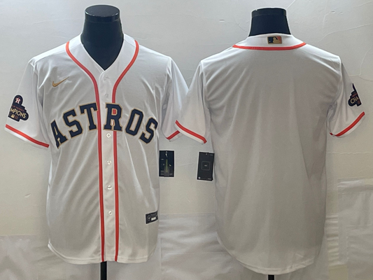 Men's Houston Astros White 2023 Gold Collection Replica Blank Jersey