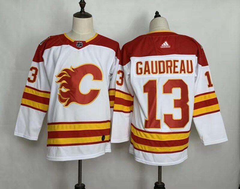 Men's Calgary Flames Johnny Gaudreau #13 White Breakaway Jersey