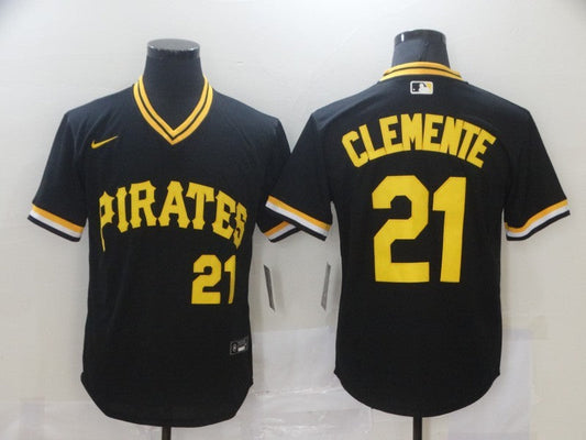 Men's Pittsburgh Pirates Roberto Clemente #21 Black Authentic Game Jersey