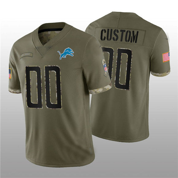 Custom Detroit Lions ACTIVE PLAYER 2022 Olive Salute To Service Limited Stitched Jersey  American Football Jerseys