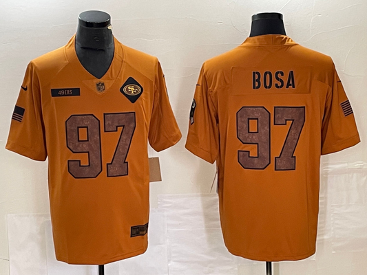 Men's San Francisco 49ers Nick Bosa #97 Brown 2023 Salute To Service Retired Player Limited Jersey