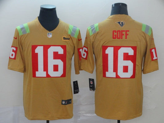 Men's Los Angeles Rams Jared Goff #16 Yellow City Edition Game Jersey