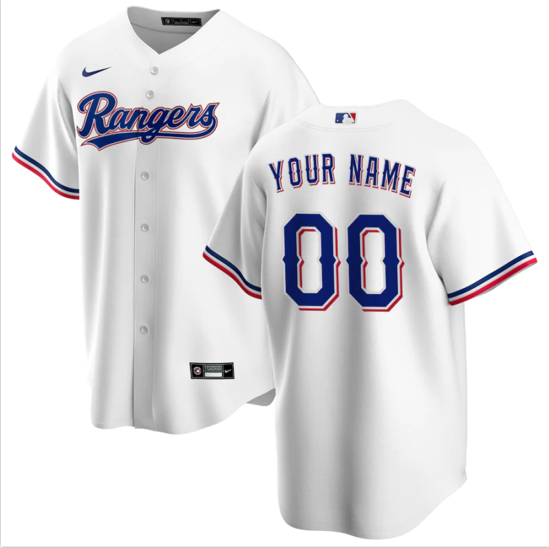 Men's Texas Rangers White Home Replica Custom Jersey