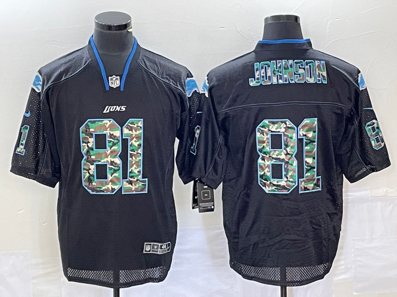 Men's Detroit Lions Calvin Johnson #81 Black Player Jersey