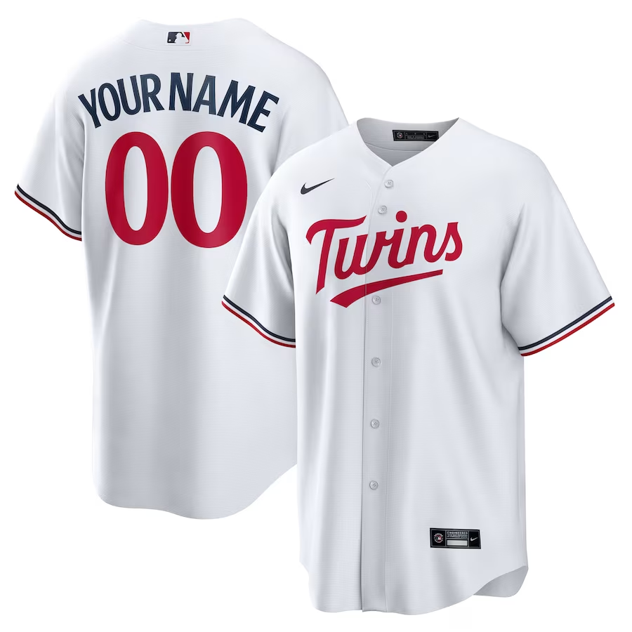 Men's Minnesota Twins White Home Replica Custom Jersey