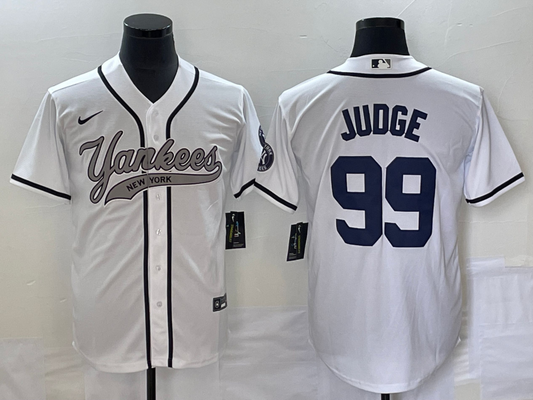 Men's New York Yankees Aaron Judge #99 White Player Jersey Joint Edition