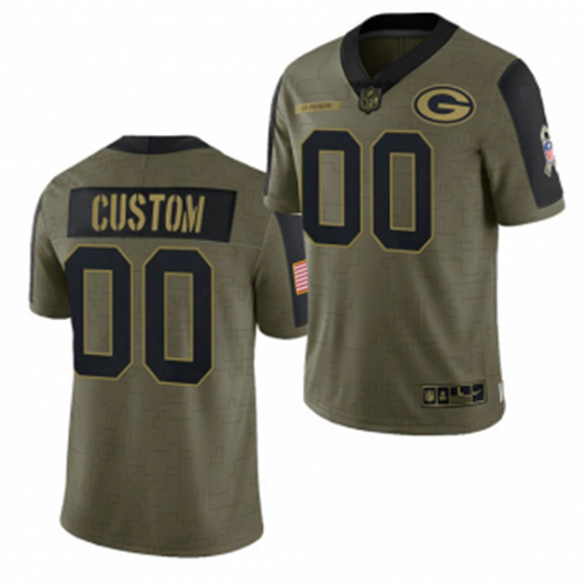 Custom Green Bay Packers Olive ACTIVE PLAYER Custom 2021 Salute To Service Limited Stitched American Football Jerseys