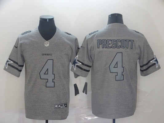 Men's Dallas Cowboys Dak Prescott #4 Gray Game Jersey