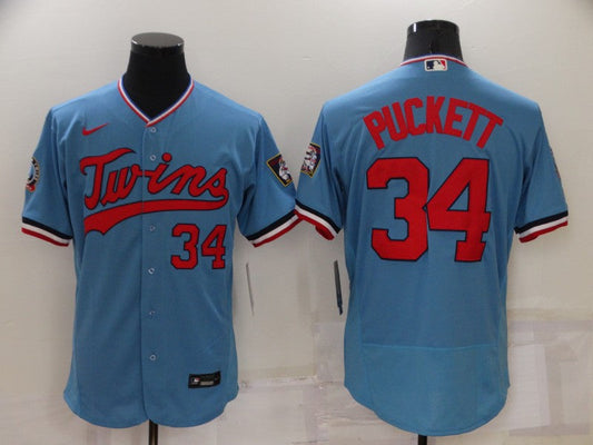 Men's Minnesota Twins Kirby Puckett #34 Blue Stitched Jersey