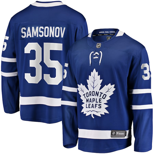 Men's Toronto Maple Leafs Ilya Samsanov #35 Blue Authentic Player Jersey