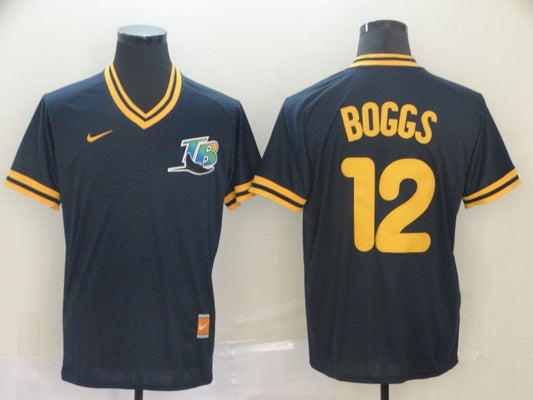 Men's Tampa Bay Rays Wade Boggs #12 Navy Replica Baseball Jersey