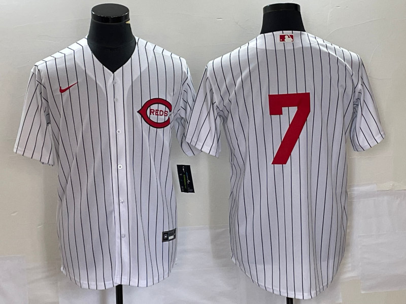 Men's Cincinnati Reds Spencer Steer #7 White 2022 MLB at Field of Dreams Game Authentic Player Jersey