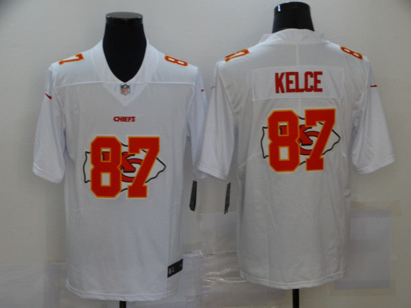 Men's Kansas City Chiefs Travis Kelce #87 White Authentic Game Jersey