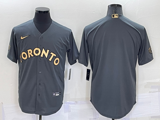 Men's Toronto Blue Jays Dark Grey Blank Replica Player Jersey