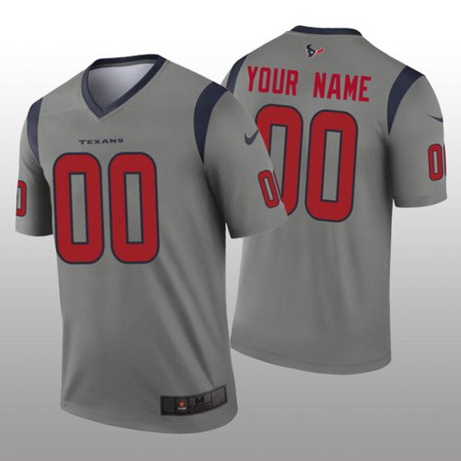 Custom Houston Texans Gray Inverted Legend Jersey Stitched American Football Jerseys