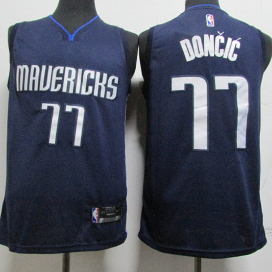 Men's Dallas Mavericks Luka Doncic #77 NBA Dark Blue Replica Jersey