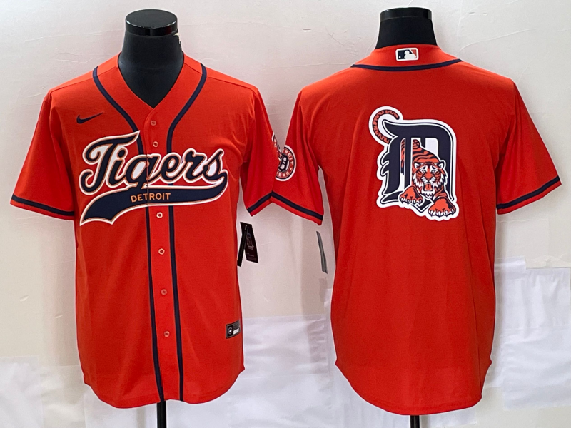 Men's Detroit Tigers Orange Replica Jersey Joint Edition