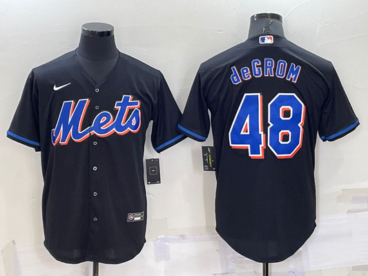 Men's New York Mets Jacob deGrom #48 Black Replica Baseball Jersey