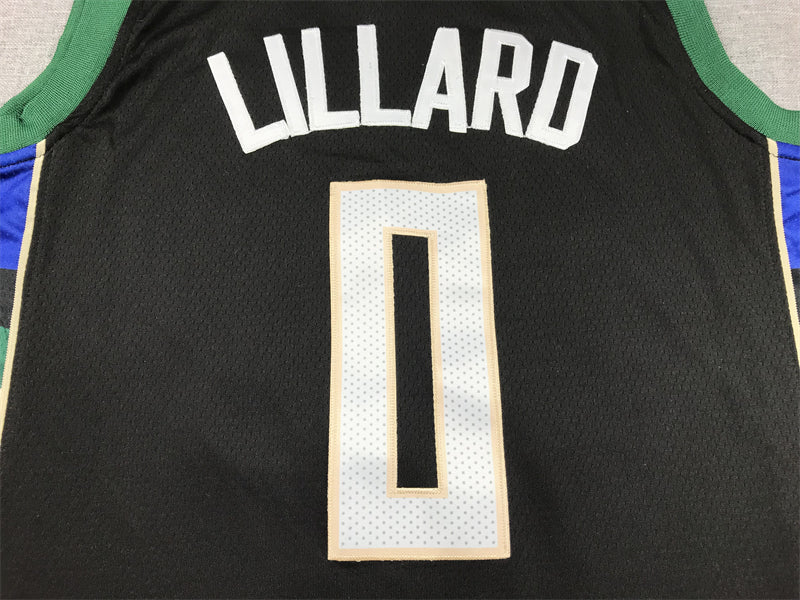 Men's Milwaukee Bucks Damian Lillard #0 Black Swingman Jersey