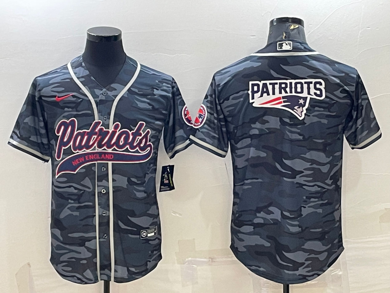 Men's New England Patriots Grey Camouflage Game Jersey