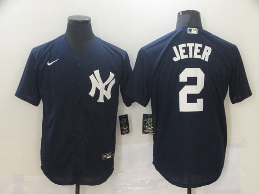 Men's New York Yankees Derek Jeter #2 Navy Replica Baseball Jersey