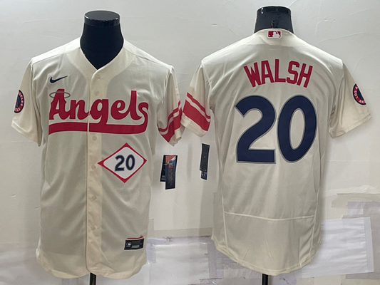 Men's Los Angeles Angels Jared Walsh #20 Beige Fashion Stitched Jersey