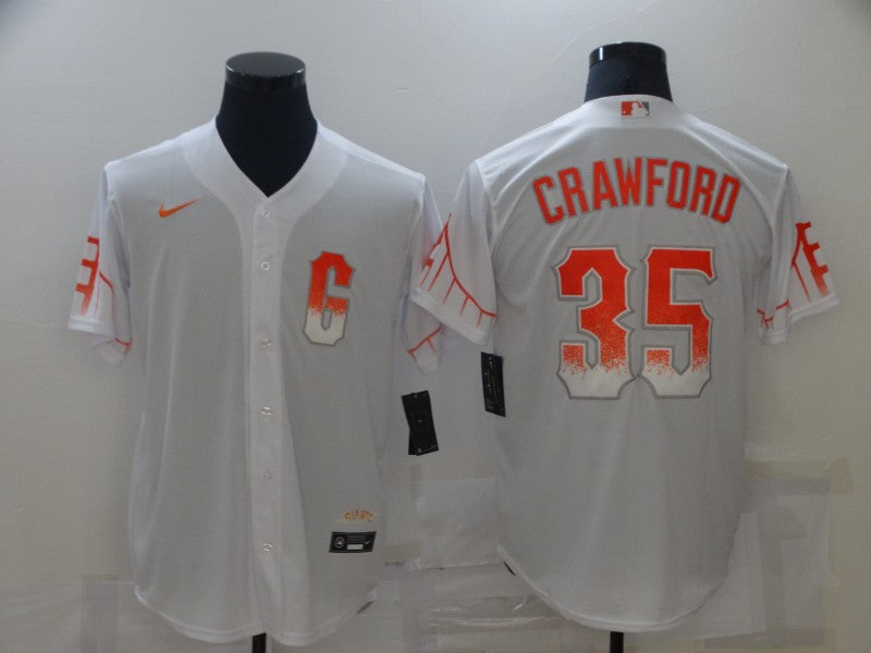 Men's San Francisco Giants Brandon Crawford #35 White Replica Baseball Jersey City Edition