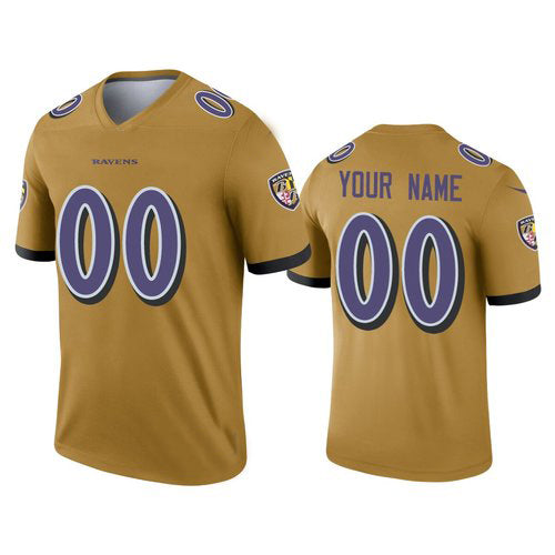 Custom Baltimore Ravens Gold Inverted Legend Jersey American Jerseys Stitched American Football Jerseys