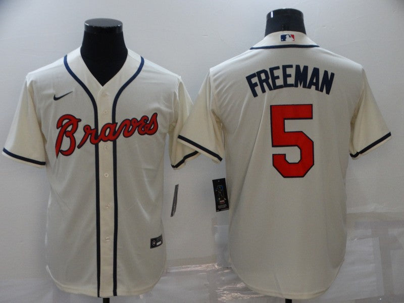 Men's Atlanta Braves Freedie Freeman #5 Beige Replica Jersey