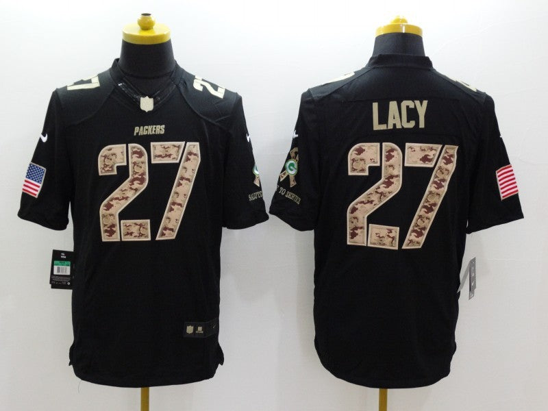 Men's Green Bay Packers Eddie Lacy #27 Black Game Player Jersey