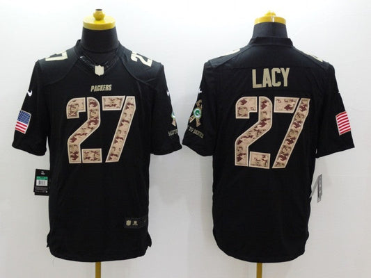 Men's Green Bay Packers Eddie Lacy #27 Black Game Player Jersey