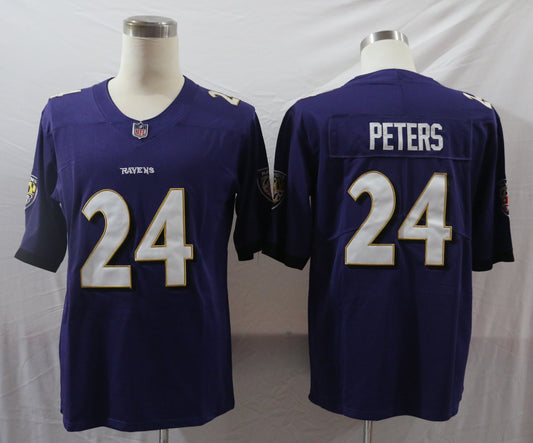 Men's Baltimore Ravens Marcus Peters #24 Purple Game Jersey