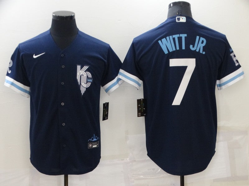 Men's Kansas City Royals Bobby Witt Jr. #7 Navy Replica Baseball Jersey