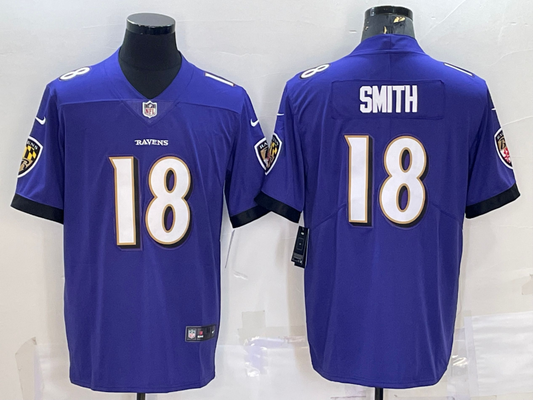 Men's Baltimore Ravens Roquan Smith #18 Purple Game Jersey