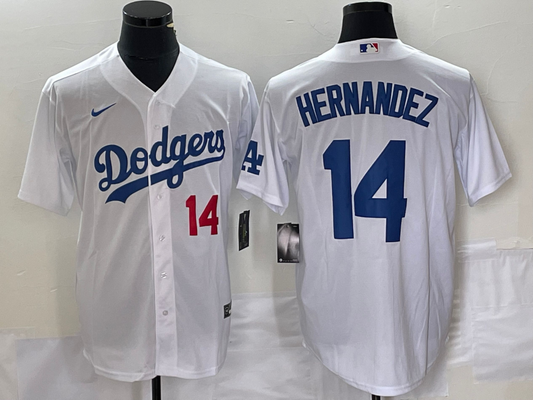 Men's Los Angeles Dodgers Enrique Hernandez #14 White Replica Baseball Jersey