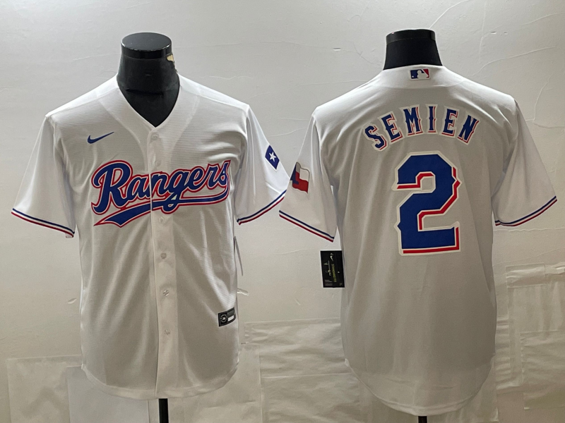 Men's Texas Rangers Marcus Semien #2 White Home Authentic Player Jersey