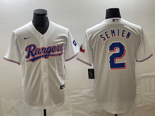 Men's Texas Rangers Marcus Semien #2 White Home Authentic Player Jersey