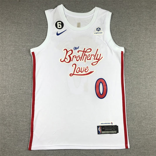 Men's Philadelphia 76ers Tyrese Maxey #0 White 2022/23 Swingman Jersey - City Edition