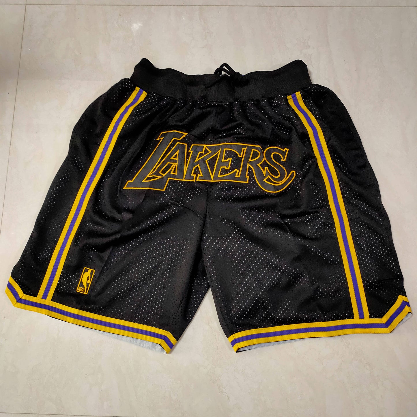 Men's Los Angeles Lakers Black Pro Shorts Stitched Size S-XXL