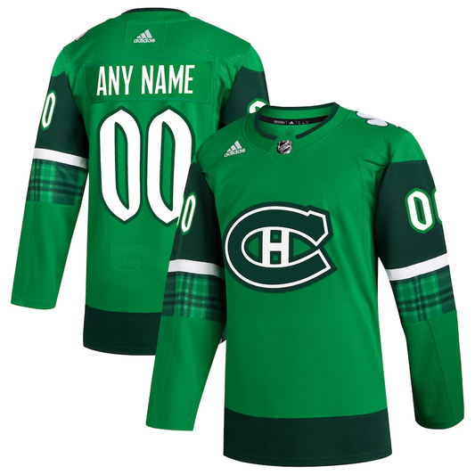 Men's Montreal Canadiens Kelly Green St. Patrick's Day Custom Jersey