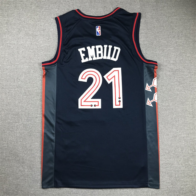 Men's Philadelphia 76ers Joel Embiid #21 Navy 2023/24 Swingman Jersey - City Edition