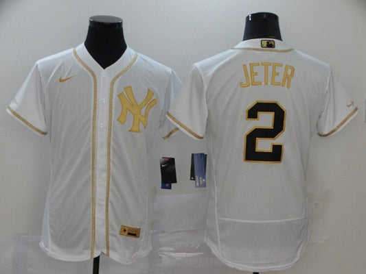 Men's New York Yankees Derek Jeter #2 White Alternate Game Jersey