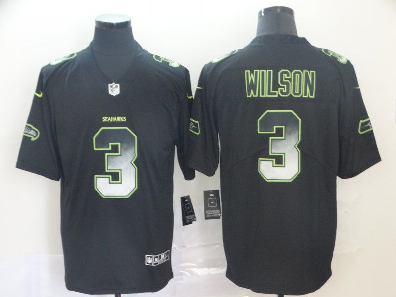 Men's Seattle Seahawks #3 Russell Wilson Black Alternate Game Jersey